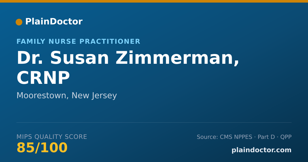 Shareable card for Susan Zimmerman, CRNP - Family Nurse Practitioner, Moorestown, NJ
