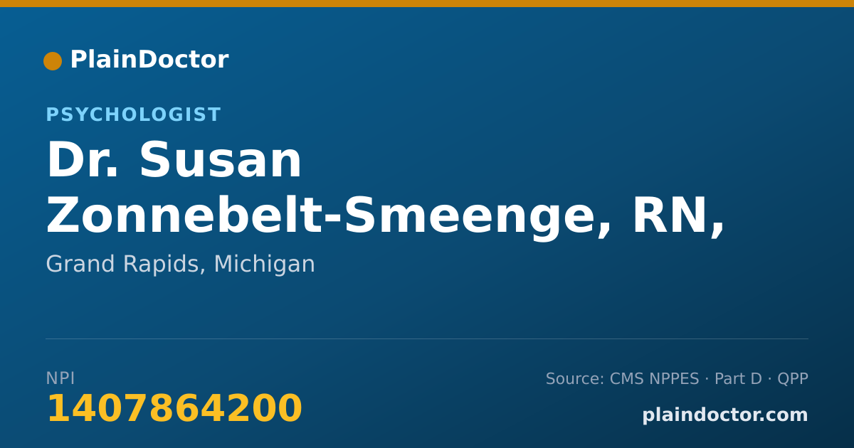 Shareable card for Susan Zonnebelt-Smeenge, RN, ED.D. - Psychologist, Grand Rapids, MI