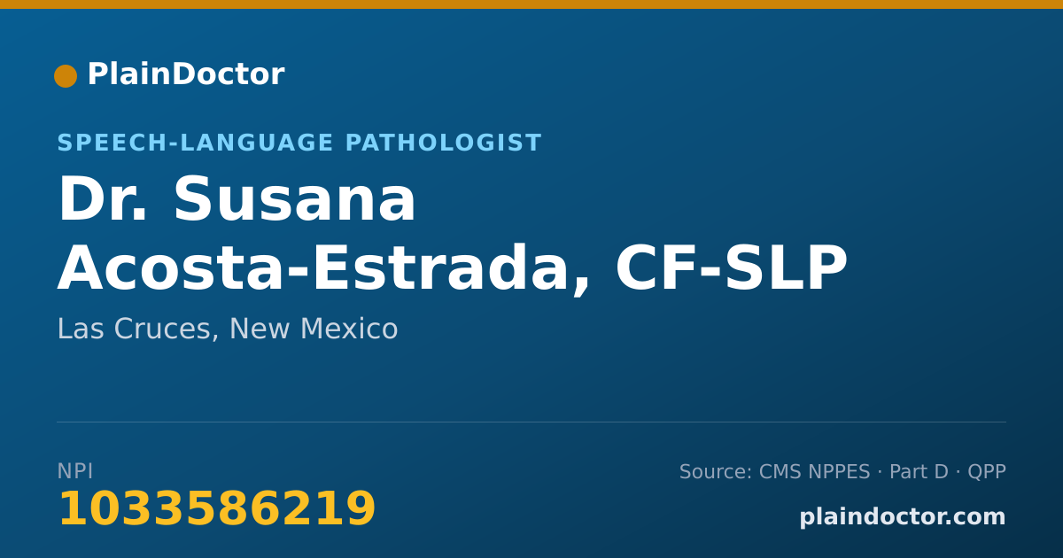 Shareable card for Susana Acosta-Estrada, CF-SLP - Speech-Language Pathologist, Las Cruces, NM