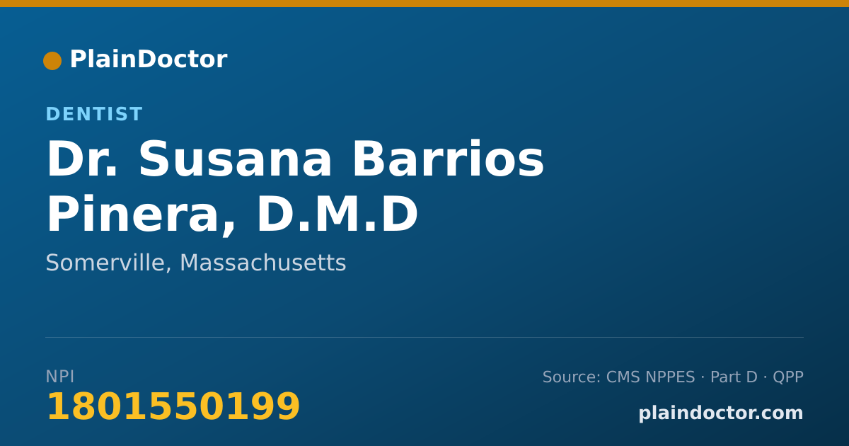 Shareable card for Susana Barrios Pinera, D.M.D - Dentist, Somerville, MA