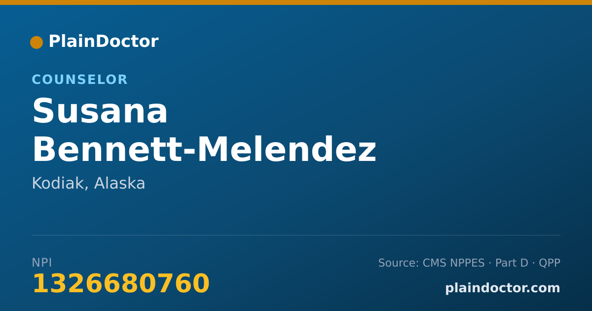 Shareable card for Susana Bennett-Melendez - Counselor, Kodiak, AK