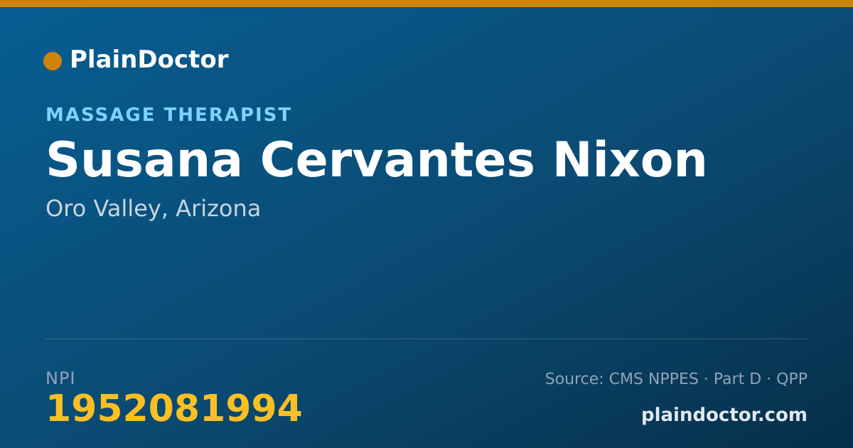 Shareable card for Susana Cervantes Nixon - Massage Therapist, Oro Valley, AZ