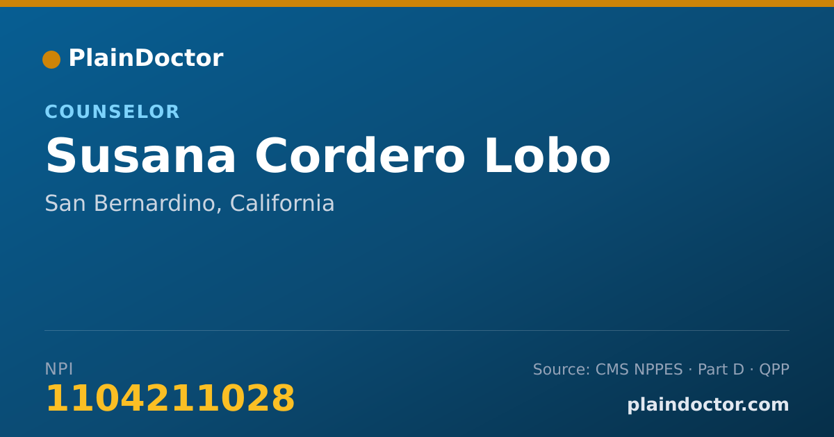 Shareable card for Susana Cordero Lobo - Counselor, San Bernardino, CA