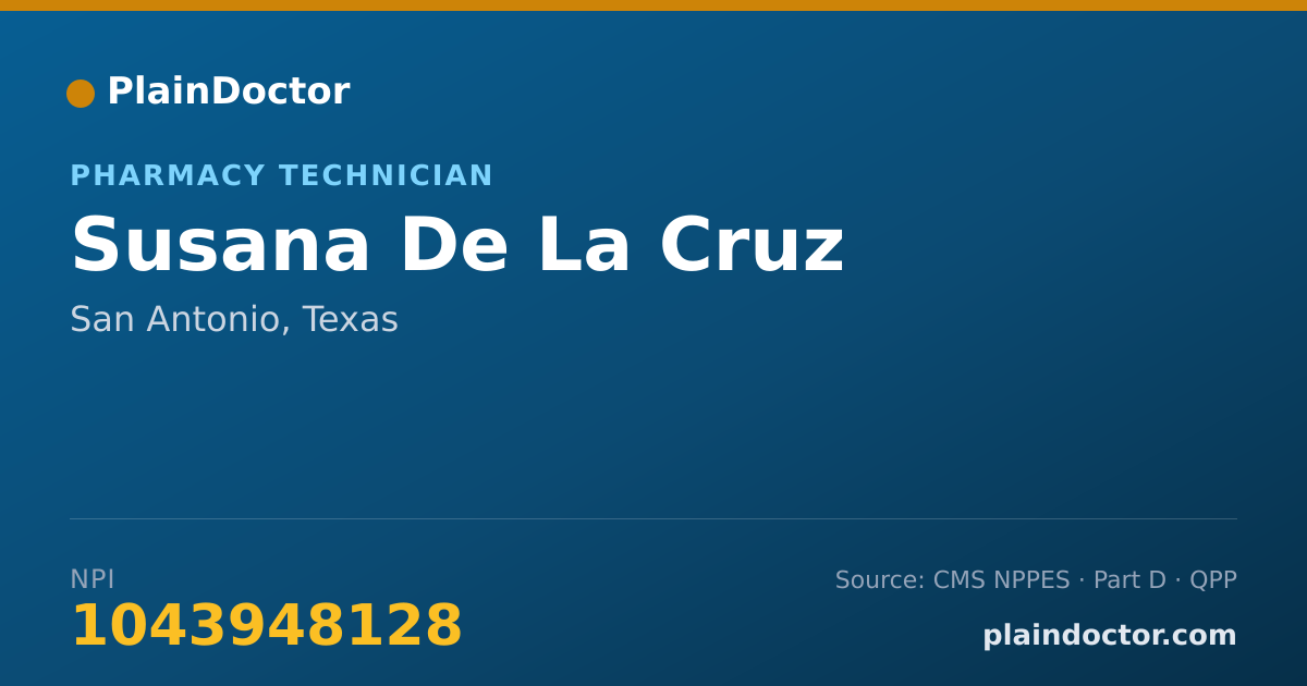 Shareable card for Susana De La Cruz - Pharmacy Technician, San Antonio, TX