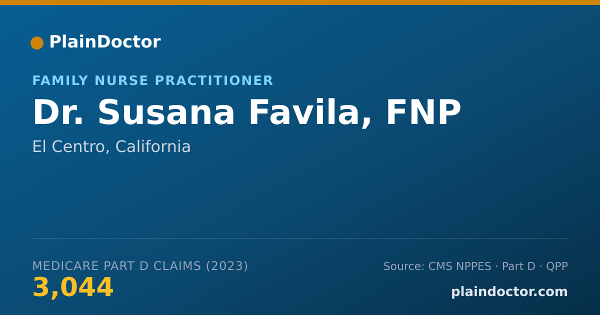 Shareable card for Susana Favila, FNP - Family Nurse Practitioner, El Centro, CA