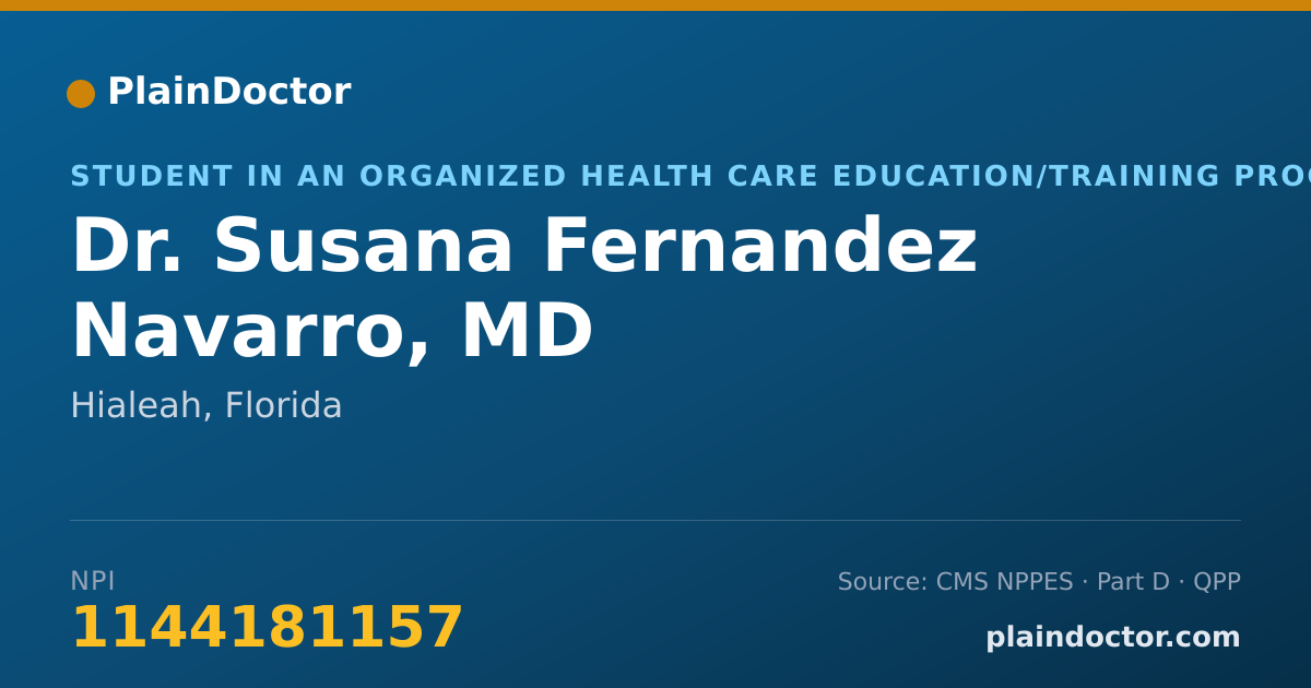Shareable card for Susana Fernandez Navarro - Social Worker, Palmetto Bay, FL