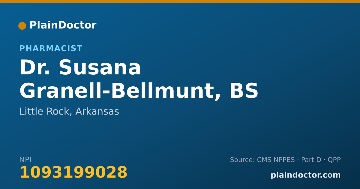 Shareable card for Susana Granell-Bellmunt, BS PHARMACY PHD - Pharmacist, Little Rock, AR