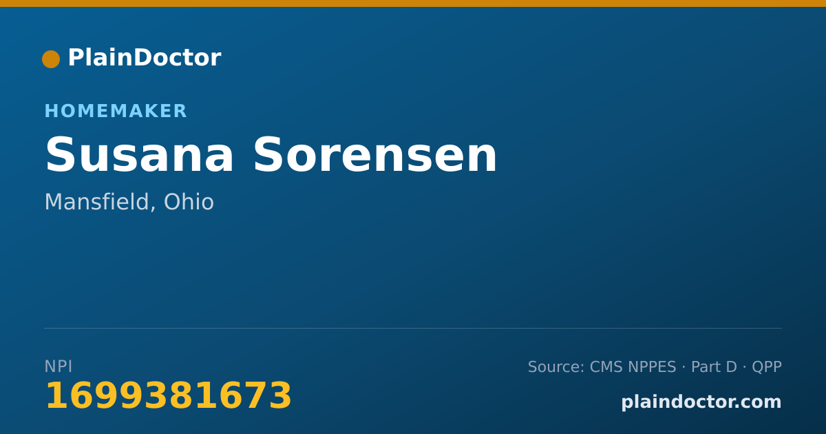 Shareable card for Susana Sorensen - Homemaker, Mansfield, OH