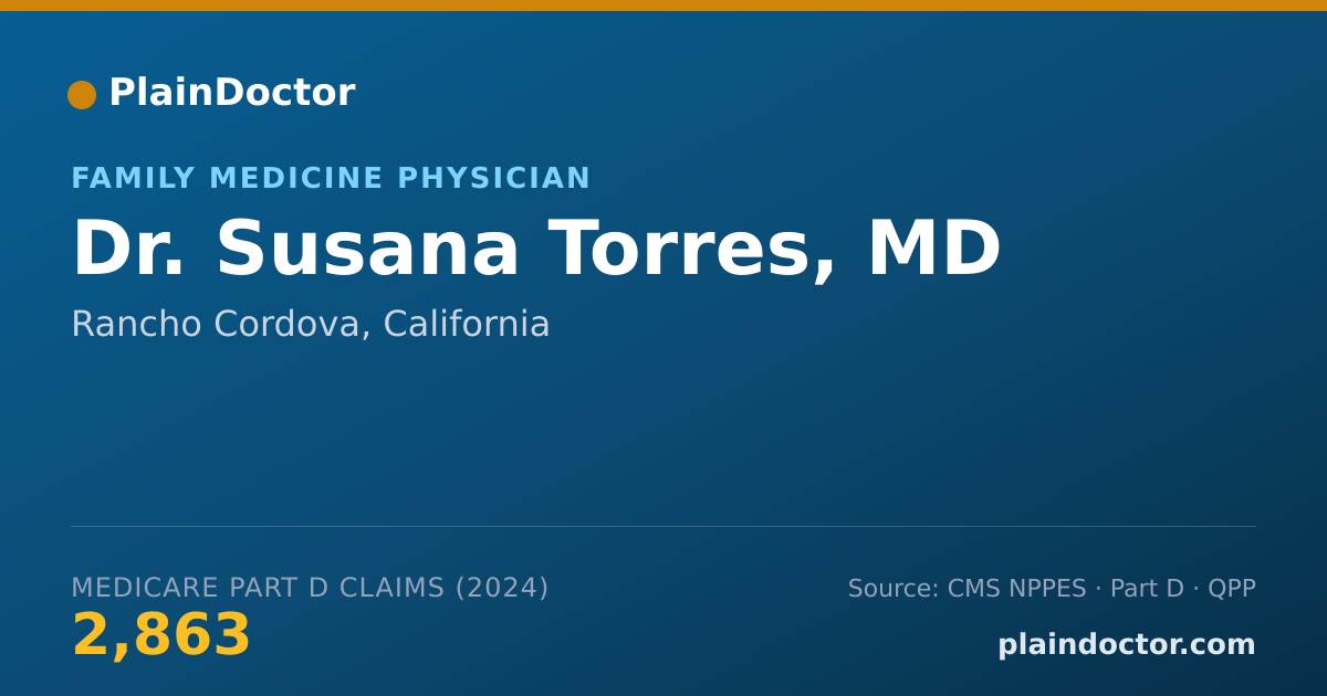 Shareable card for Susana Torres, MD - Family Medicine Physician, Rancho Cordova, CA