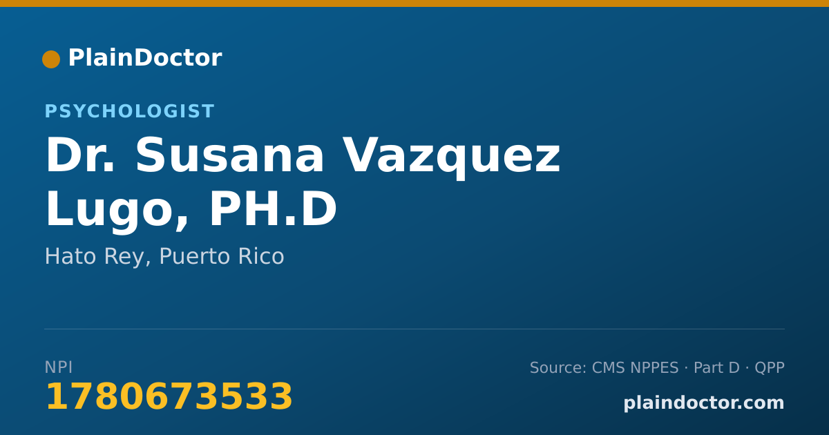 Shareable card for Susana Vazquez Lugo, PH.D - Psychologist, Hato Rey, PR