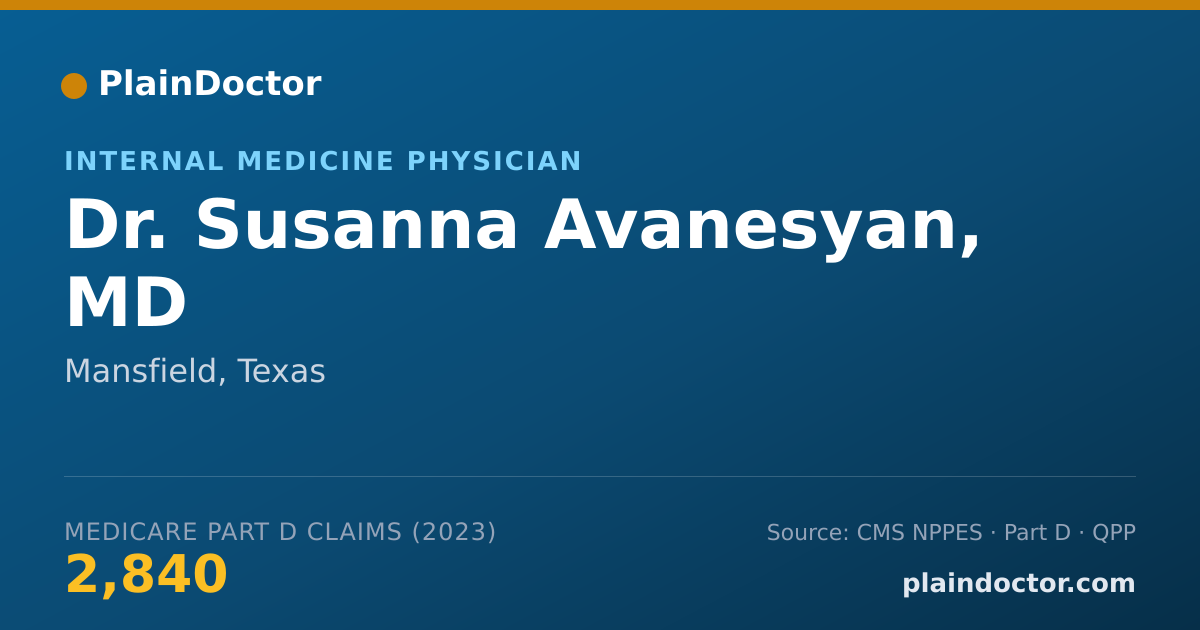 Shareable card for Susanna Avanesyan, MD - Internal Medicine Physician, Mansfield, TX