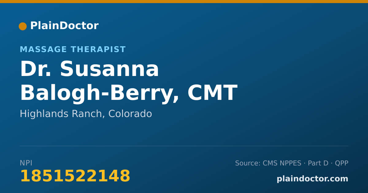 Shareable card for Susanna Balogh-Berry, CMT - Massage Therapist, Highlands Ranch, CO