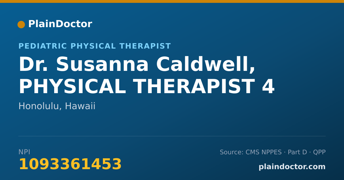 Shareable card for Susanna Caldwell, PHYSICAL THERAPIST 4 - Pediatric Physical Therapist, Honolulu, HI