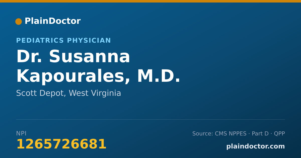 Shareable card for Susanna Kapourales, M.D. - Pediatrics Physician, Scott Depot, WV