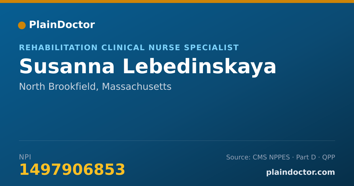 Shareable card for Susanna Lebedinskaya - Rehabilitation Clinical Nurse Specialist, North Brookfield, MA