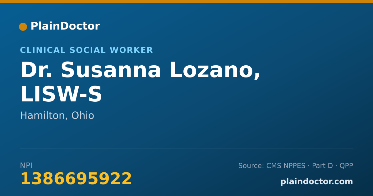 Shareable card for Susanna Lozano, LISW-S - Clinical Social Worker, Hamilton, OH