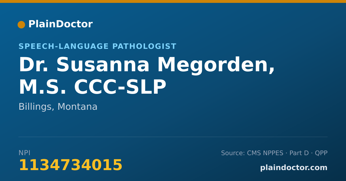 Shareable card for Susanna Megorden, M.S. CCC-SLP - Speech-Language Pathologist, Billings, MT