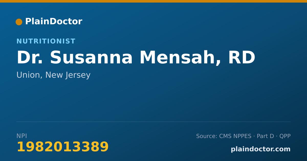 Shareable card for Susanna Mensah, RD - Nutritionist, Union, NJ