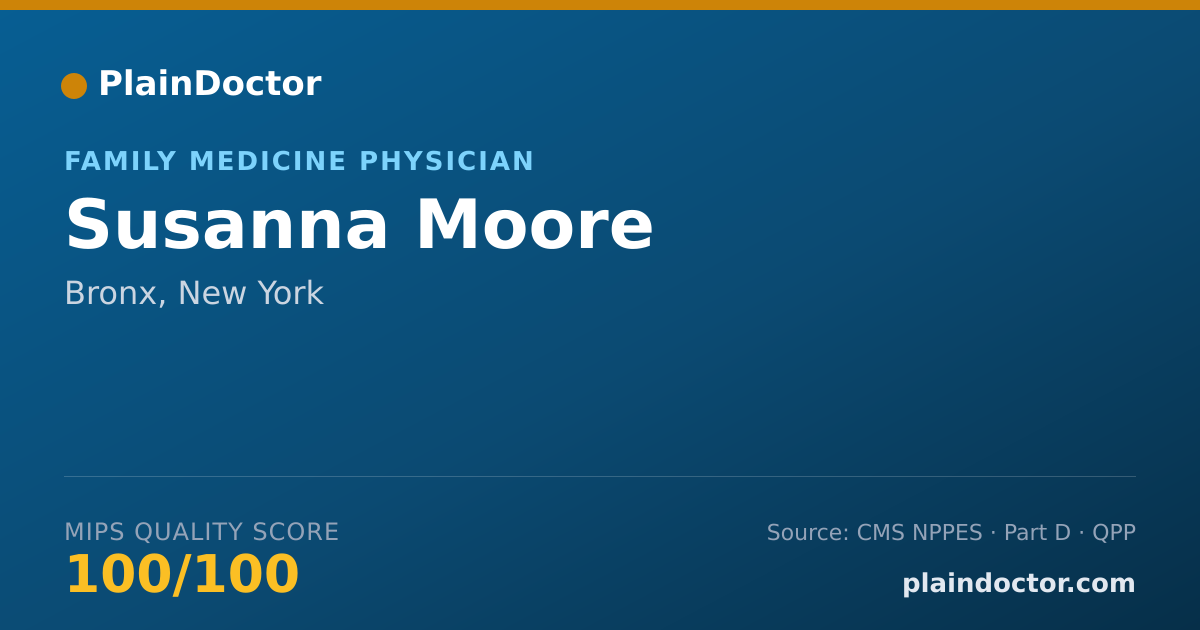 Shareable card for Susanna Moore - Family Medicine Physician, Bronx, NY
