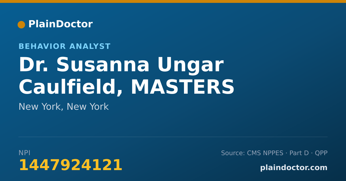 Shareable card for Susanna Ungar Caulfield, MASTERS DEGREE - Behavior Analyst, New York, NY