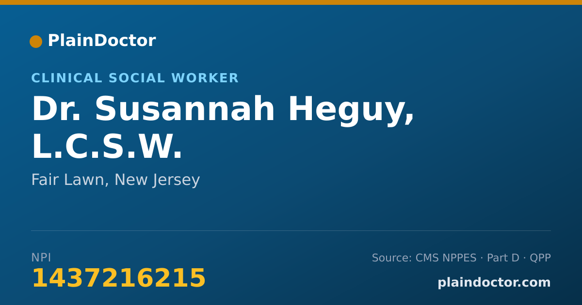 Shareable card for Susannah Heguy, L.C.S.W. - Clinical Social Worker, Fair Lawn, NJ