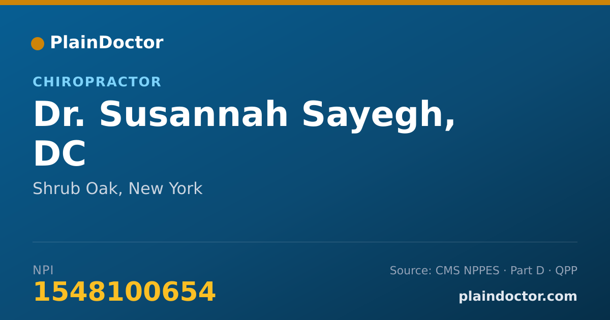 Shareable card for Susannah Sayegh, DC - Chiropractor, Shrub Oak, NY