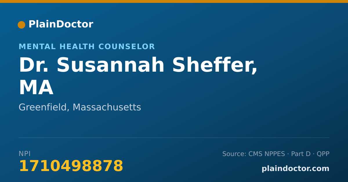 Shareable card for Susannah Sheffer, MA - Mental Health Counselor, Greenfield, MA