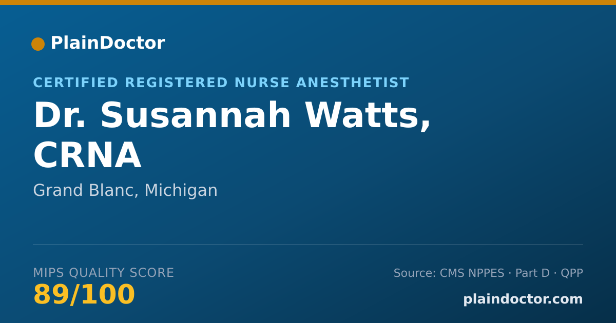 Shareable card for Susannah Watts, CRNA - Certified Registered Nurse Anesthetist, Grand Blanc, MI