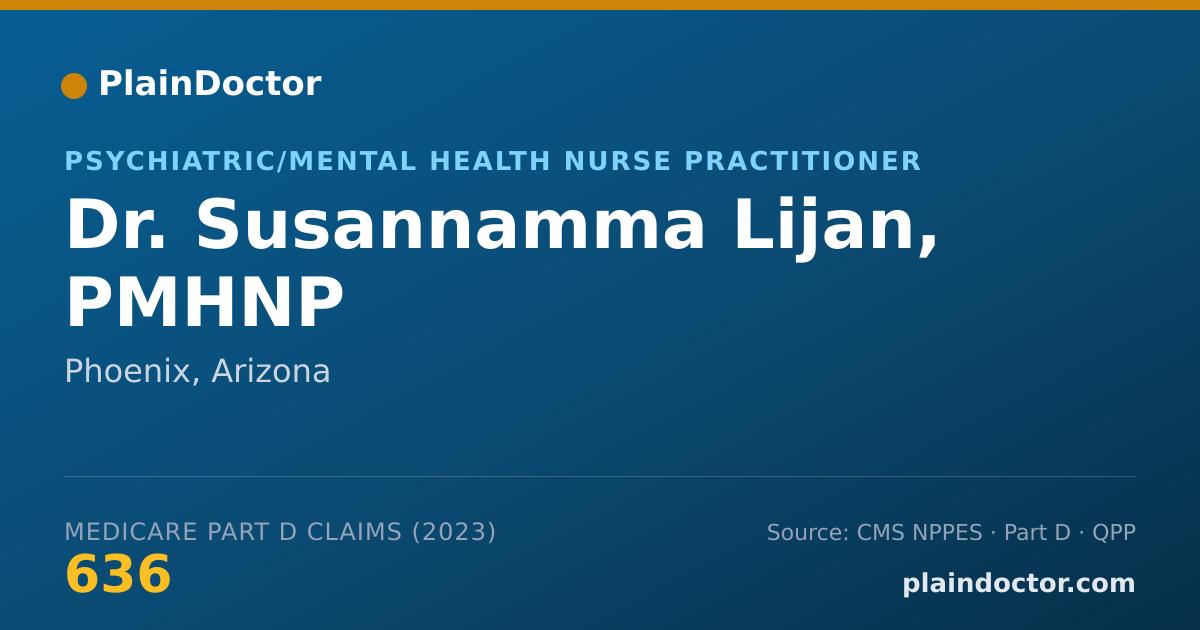 Shareable card for Susannamma Lijan, PMHNP - Psychiatric/Mental Health Nurse Practitioner, Phoenix, AZ