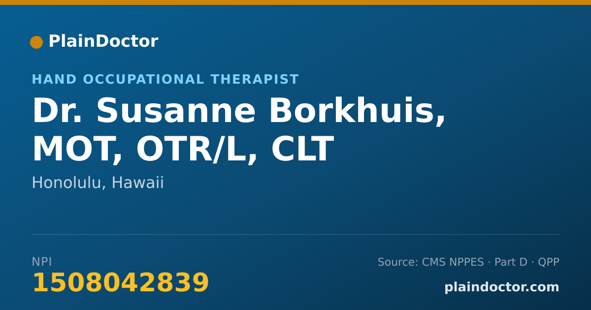 Shareable card for Susanne Borkhuis, MOT, OTR/L, CLT - Hand Occupational Therapist, Honolulu, HI