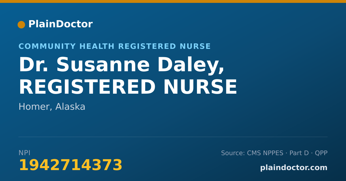 Shareable card for Susanne Daley, REGISTERED NURSE - Community Health Registered Nurse, Homer, AK