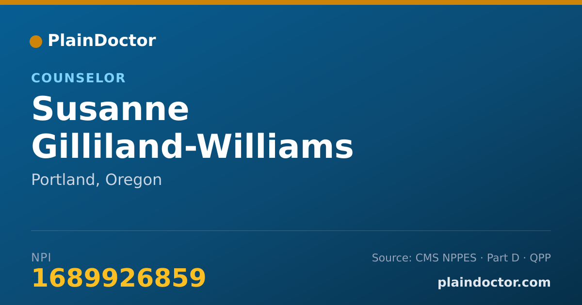 Shareable card for Susanne Gilliland-Williams - Counselor, Portland, OR
