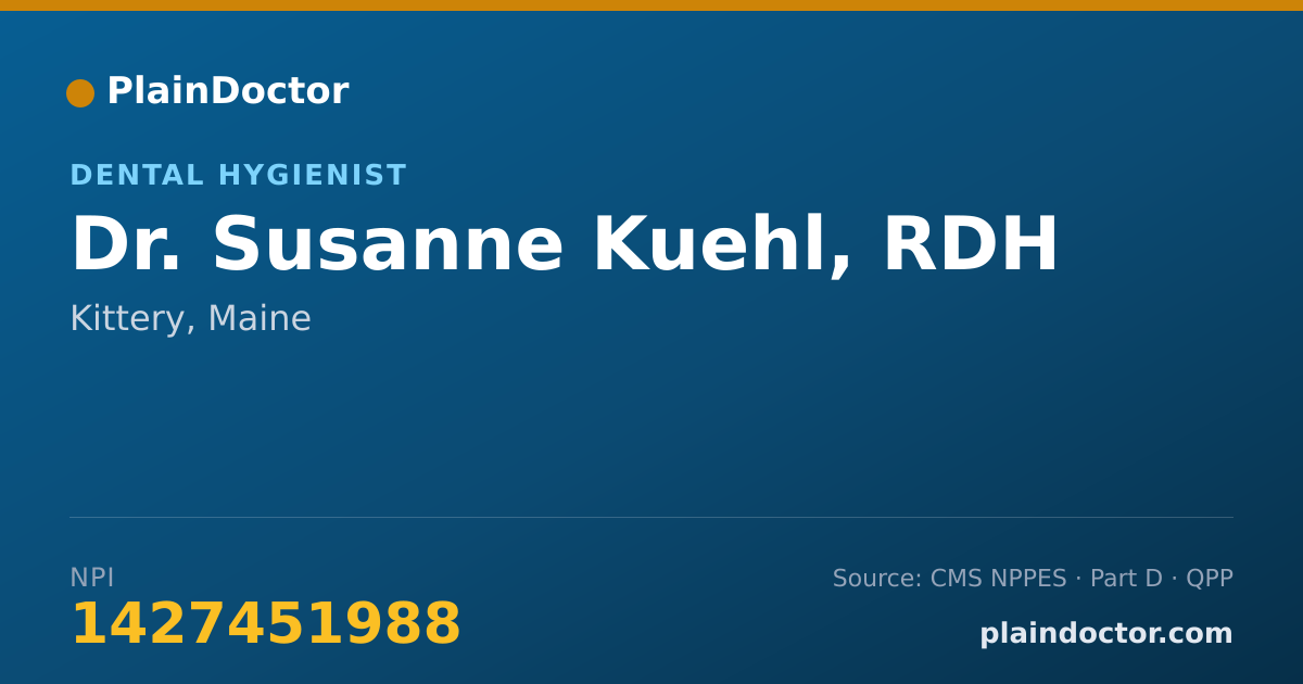 Shareable card for Susanne Kuehl, RDH - Dental Hygienist, Kittery, ME