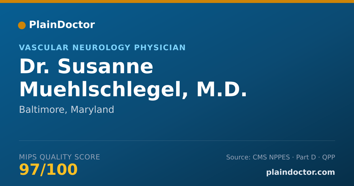 Shareable card for Susanne Muehlschlegel, M.D. - Vascular Neurology Physician, Baltimore, MD