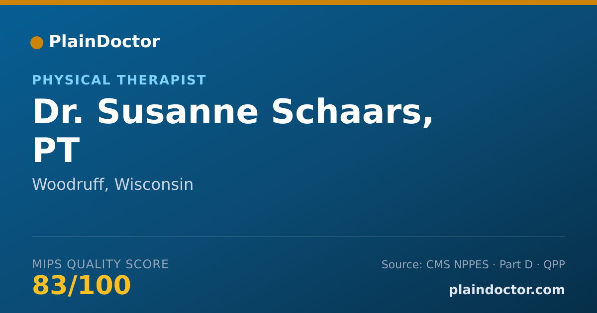Shareable card for Susanne Schaars, PT - Physical Therapist, Woodruff, WI