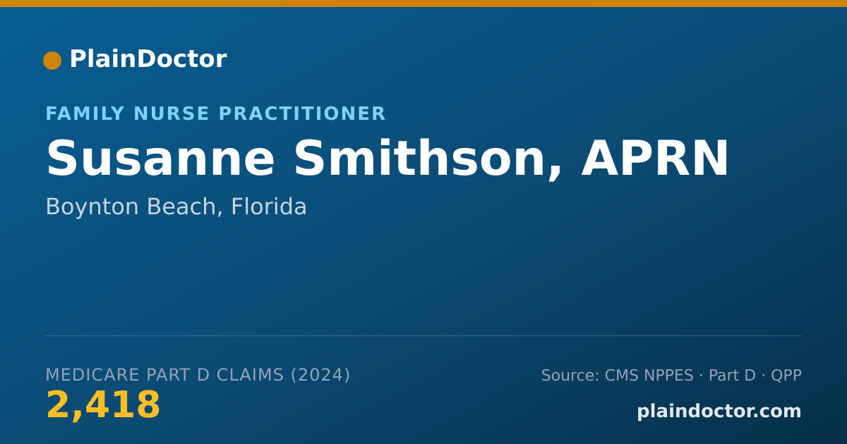 Shareable card for Susanne Smithson, APRN - Family Nurse Practitioner, Boynton Beach, FL