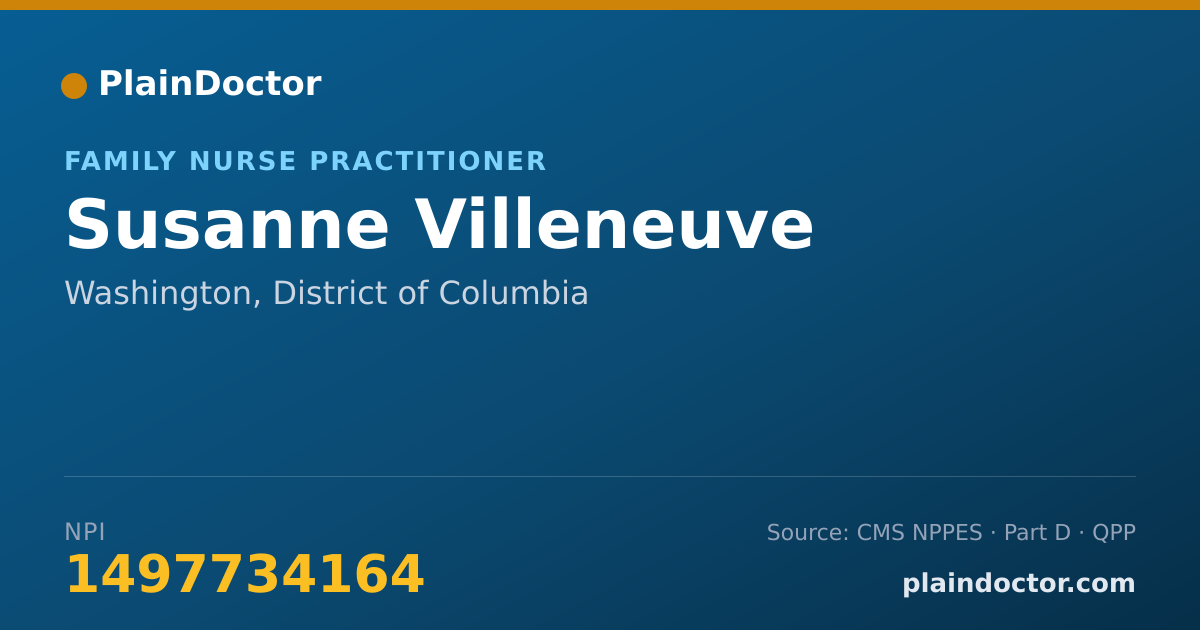 Shareable card for Susanne Villeneuve - Family Nurse Practitioner, Washington, DC
