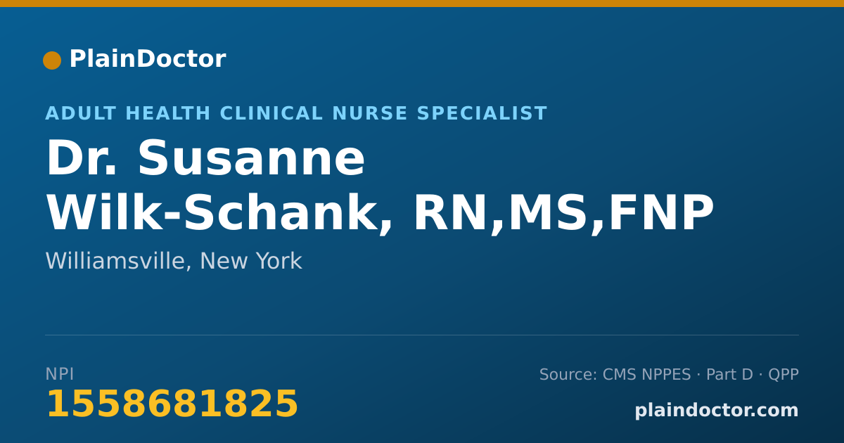 Shareable card for Susanne Wilk-Schank, RN,MS,FNP - Adult Health Clinical Nurse Specialist, Williamsville, NY