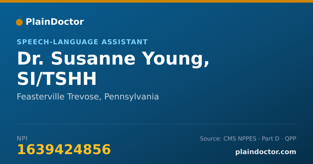 Shareable card for Susanne Young, SI/TSHH - Speech-Language Assistant, Feasterville Trevose, PA