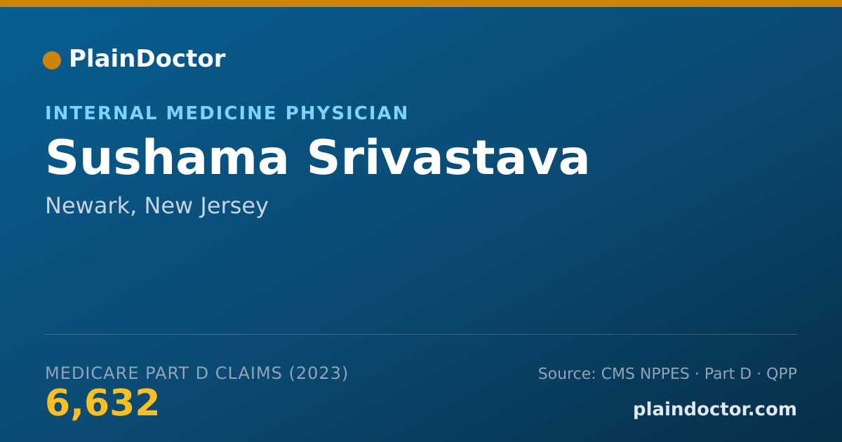 Shareable card for Sushama Srivastava - Internal Medicine Physician, Newark, NJ