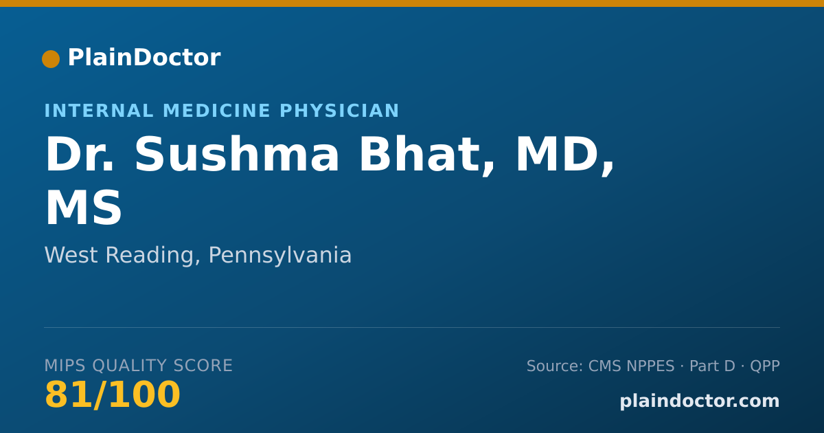 Shareable card for Sushma Bhat, MD, MS - Internal Medicine Physician, West Reading, PA