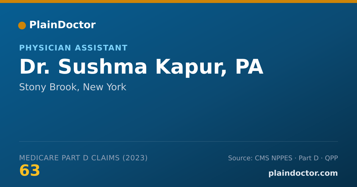 Shareable card for Sushma Kapur, PA - Physician Assistant, Stony Brook, NY