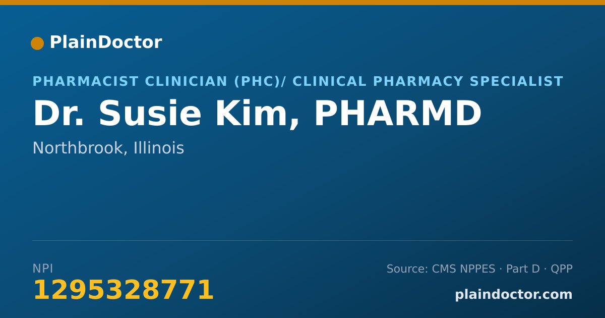 Shareable card for Susie Kim, PHARMD - Pharmacist Clinician (PhC)/ Clinical Pharmacy Specialist, Northbrook, IL