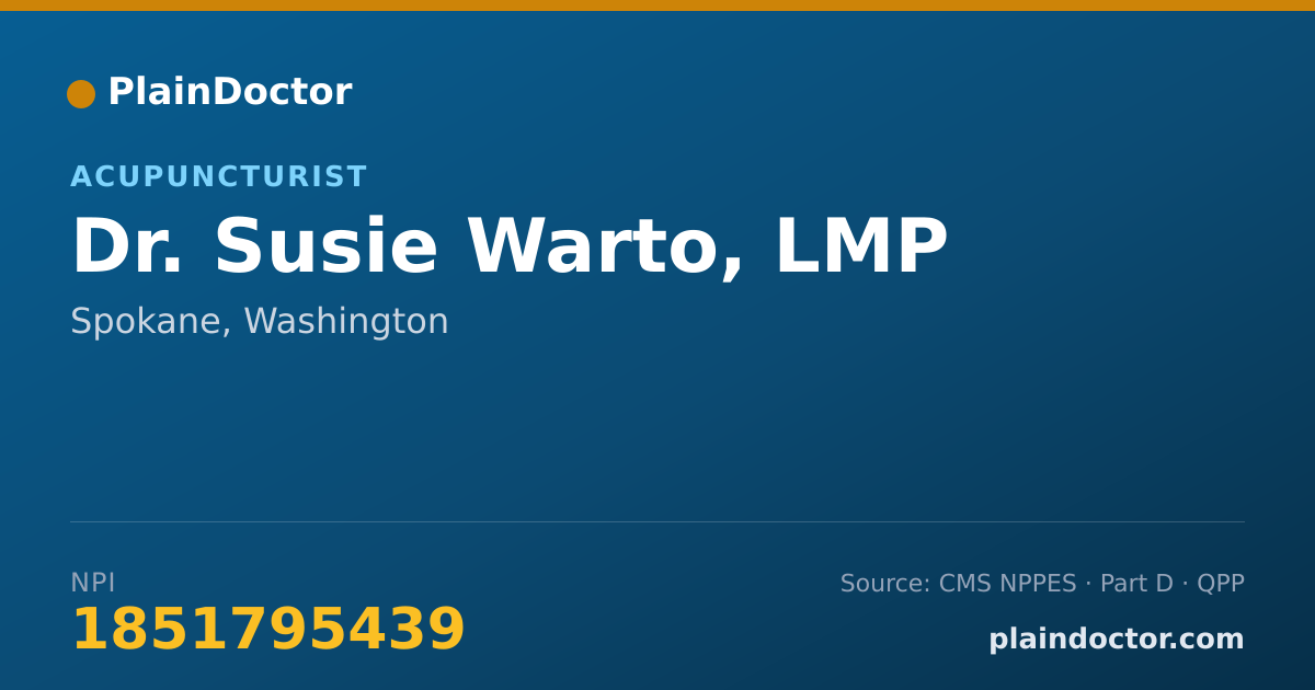 Shareable card for Susie Warto, LMP - Acupuncturist, Spokane, WA