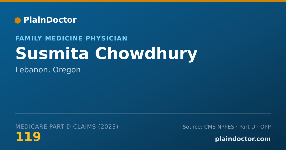 Shareable card for Susmita Chowdhury - Family Medicine Physician, Lebanon, OR