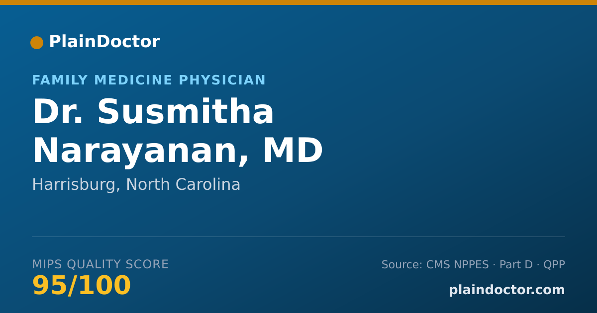 Shareable card for Susmitha Narayanan, MD - Family Medicine Physician, Harrisburg, NC