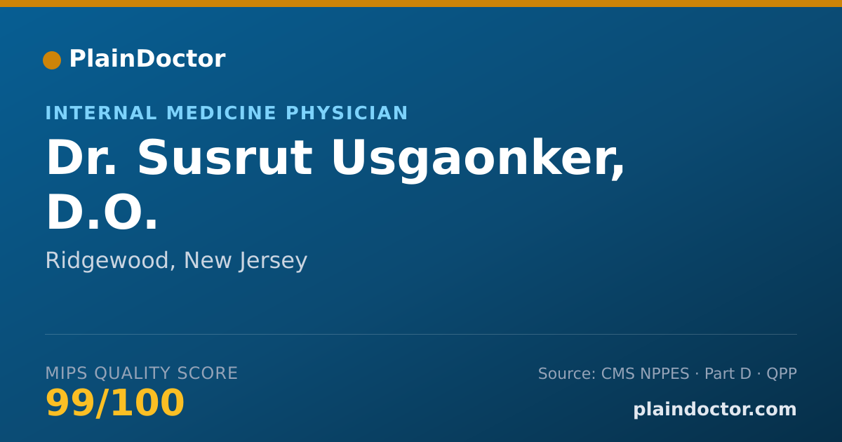 Shareable card for Susrut Usgaonker, D.O. - Internal Medicine Physician, Ridgewood, NJ