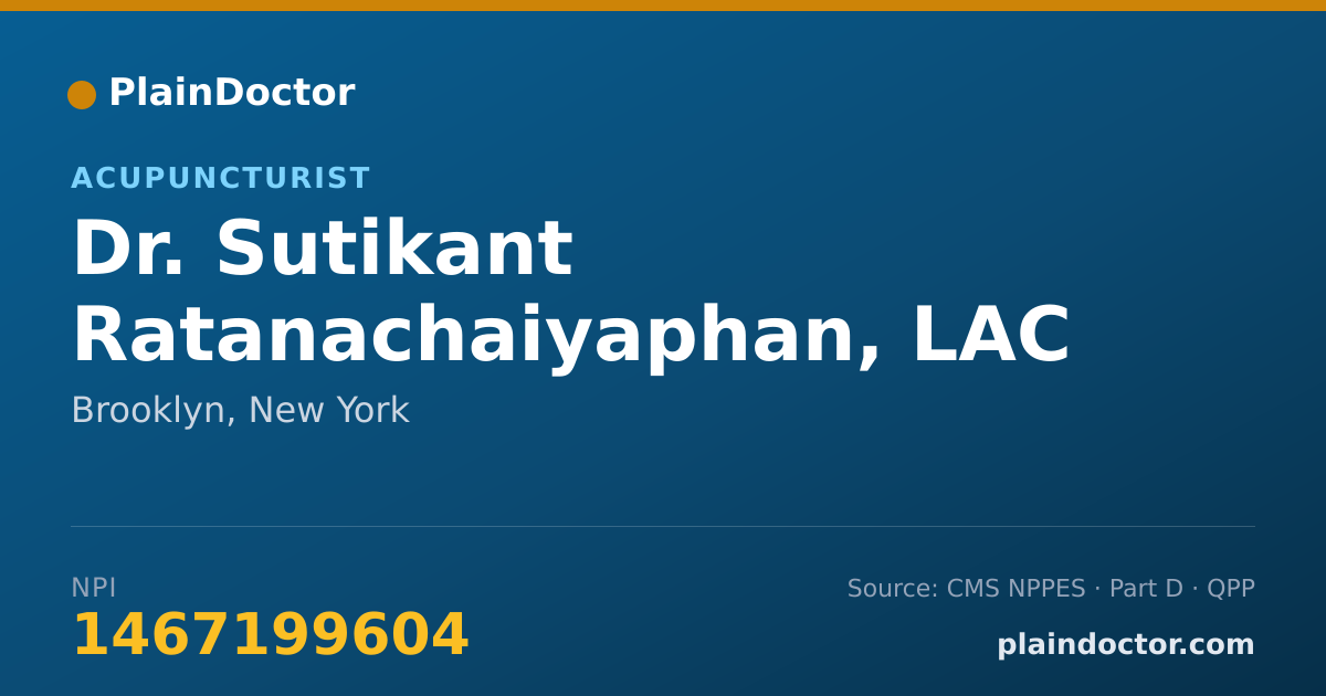 Shareable card for Sutikant Ratanachaiyaphan, LAC - Acupuncturist, Brooklyn, NY
