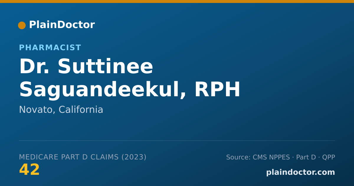 Shareable card for Suttinee Saguandeekul, RPH - Pharmacist, Novato, CA