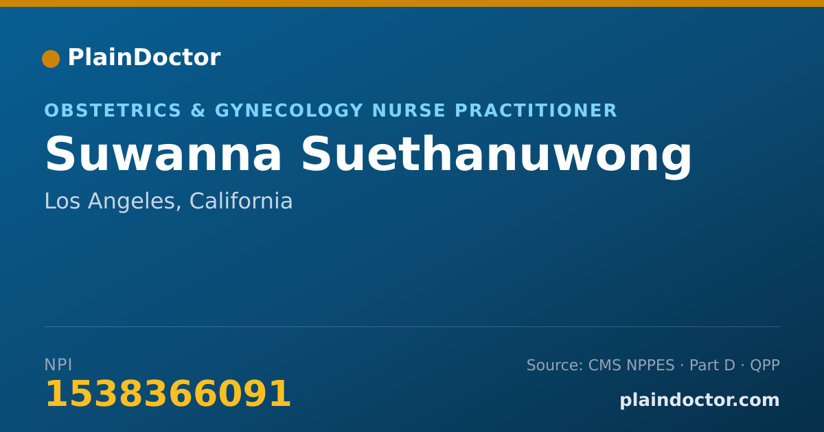 Shareable card for Suwanna Suethanuwong - Obstetrics & Gynecology Nurse Practitioner, Los Angeles, CA